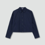 JAJU Structured Crisp Crop Shirt – Navy