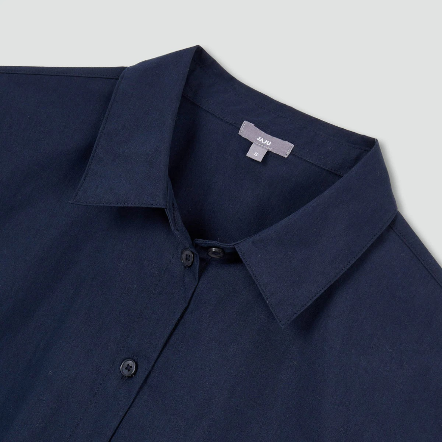 JAJU Structured Crisp Crop Shirt – Navy