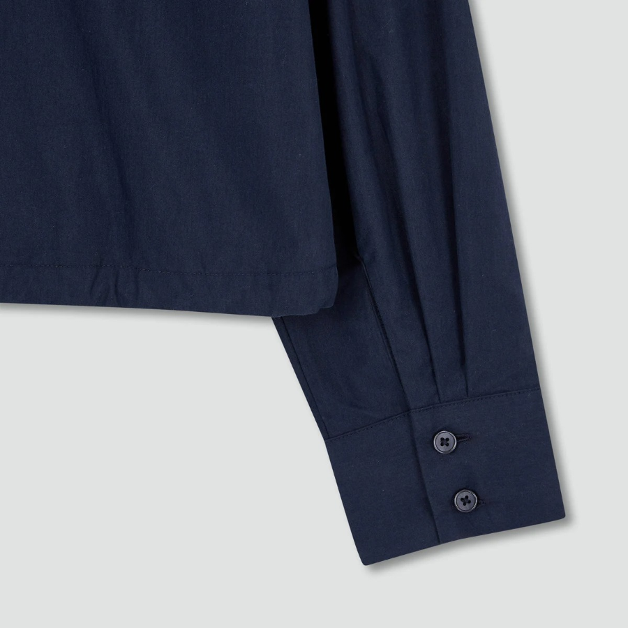 JAJU Structured Crisp Crop Shirt – Navy