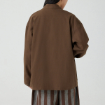 JAJU Loose Fit Robe-Style Pocket Shirt – Brown