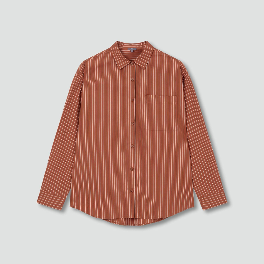JAJU Structured Semi-Loose Fit Shirt – Light Brown