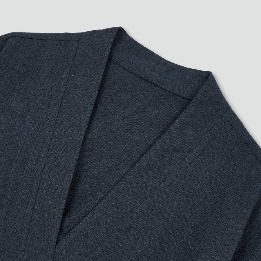 JAJU Loose Fit Robe-Style Pocket Shirt – Navy