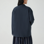 JAJU Loose Fit Robe-Style Pocket Shirt – Navy