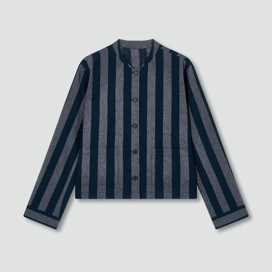 JAJU Stripe Pocket Shirt – Dark Navy