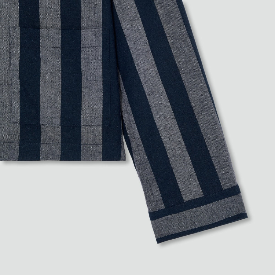 JAJU Stripe Pocket Shirt – Dark Navy