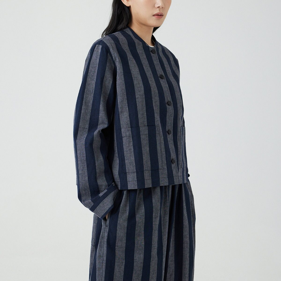 JAJU Stripe Pocket Shirt – Dark Navy