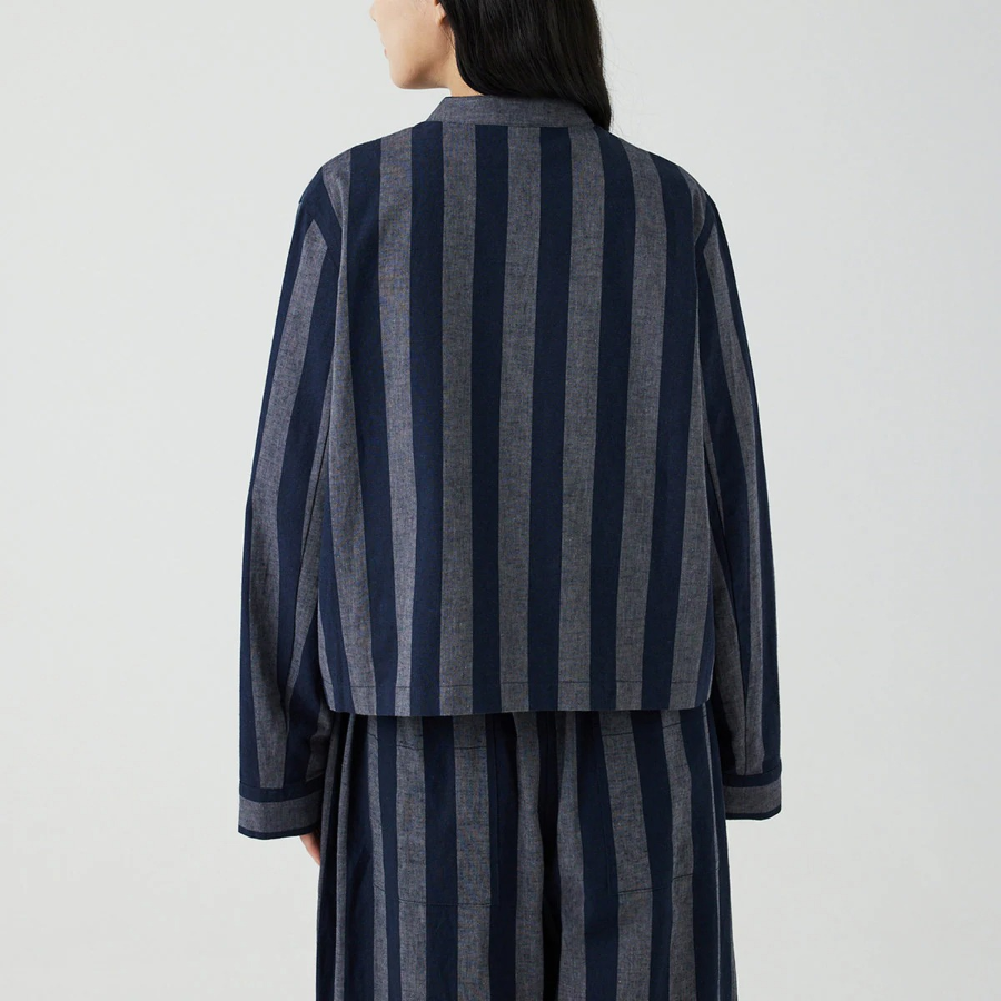 JAJU Stripe Pocket Shirt – Dark Navy