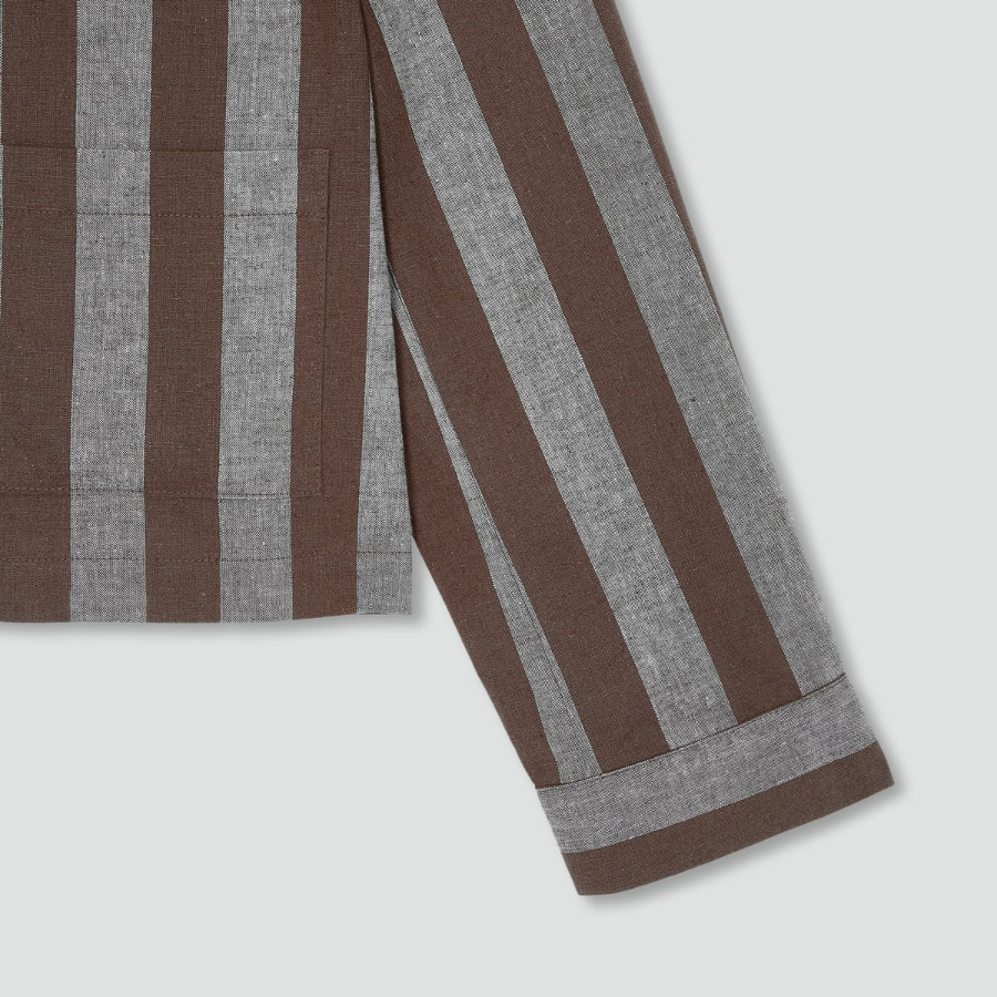 JAJU Stripe Pocket Shirt – Light Brown