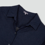 JAJU Linen Blended 7/10 Sleeve Shirt – Navy