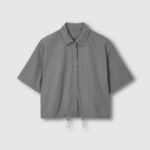 JAJU Crinkle Short Sleeve String Shirt – Grey