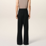 ami Belted Elasticated Trousers – Wool Gabardine Black