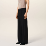 ami Belted Elasticated Trousers – Wool Gabardine Black