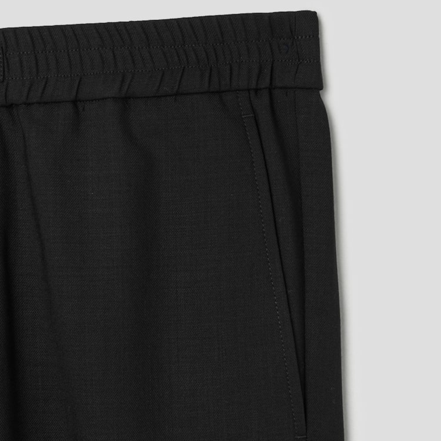ami Belted Elasticated Trousers – Wool Gabardine Black