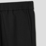 ami Belted Elasticated Trousers – Wool Gabardine Black