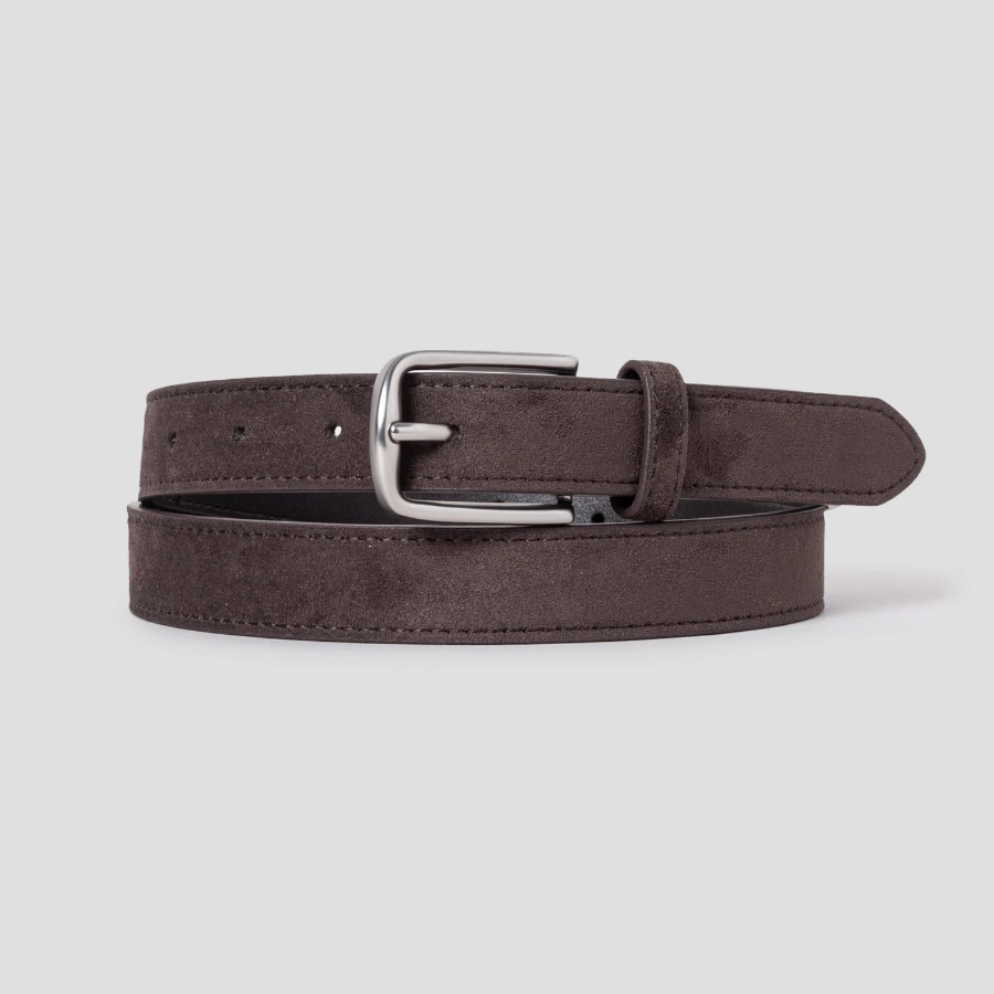 8 seconds 25mm Faux Suede Round-Square Buckle Belt — Brown