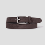 8 seconds 25mm Faux Suede Round-Square Buckle Belt — Brown