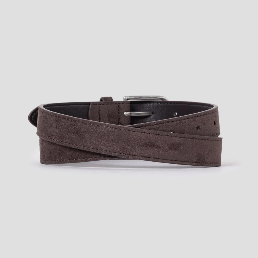 8 seconds 25mm Faux Suede Round-Square Buckle Belt — Brown
