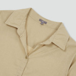 JAJU Linen Blended 7/10 Sleeve Shirt – Beige