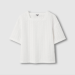 JAJU Cotton Seersucker Tunic Blouse – White