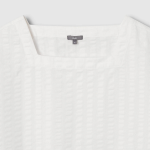 JAJU Cotton Seersucker Tunic Blouse – White