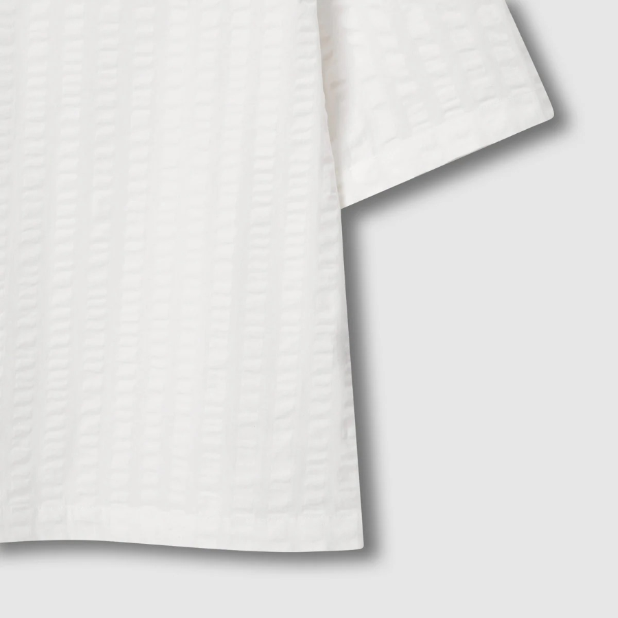JAJU Cotton Seersucker Tunic Blouse – White