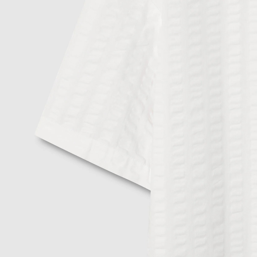 JAJU Cotton Seersucker Tunic Blouse – White