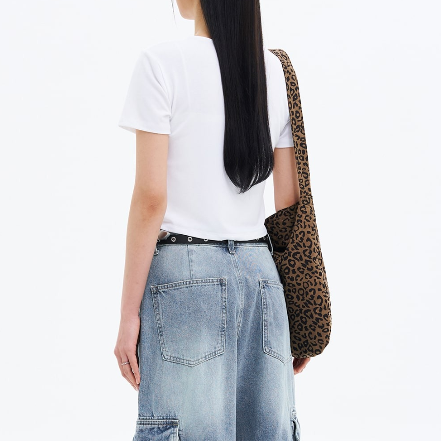 8 seconds Sheer Crop Short Sleeve T-shirt — White