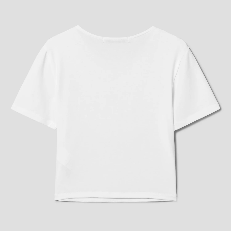 8 seconds Sheer Crop Short Sleeve T-shirt — White