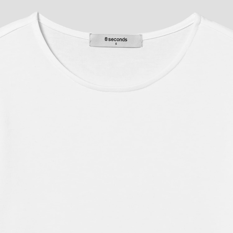 8 seconds Sheer Crop Short Sleeve T-shirt — White