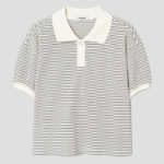 8 seconds Striped Short Sleeve Sweatshirt — Beige