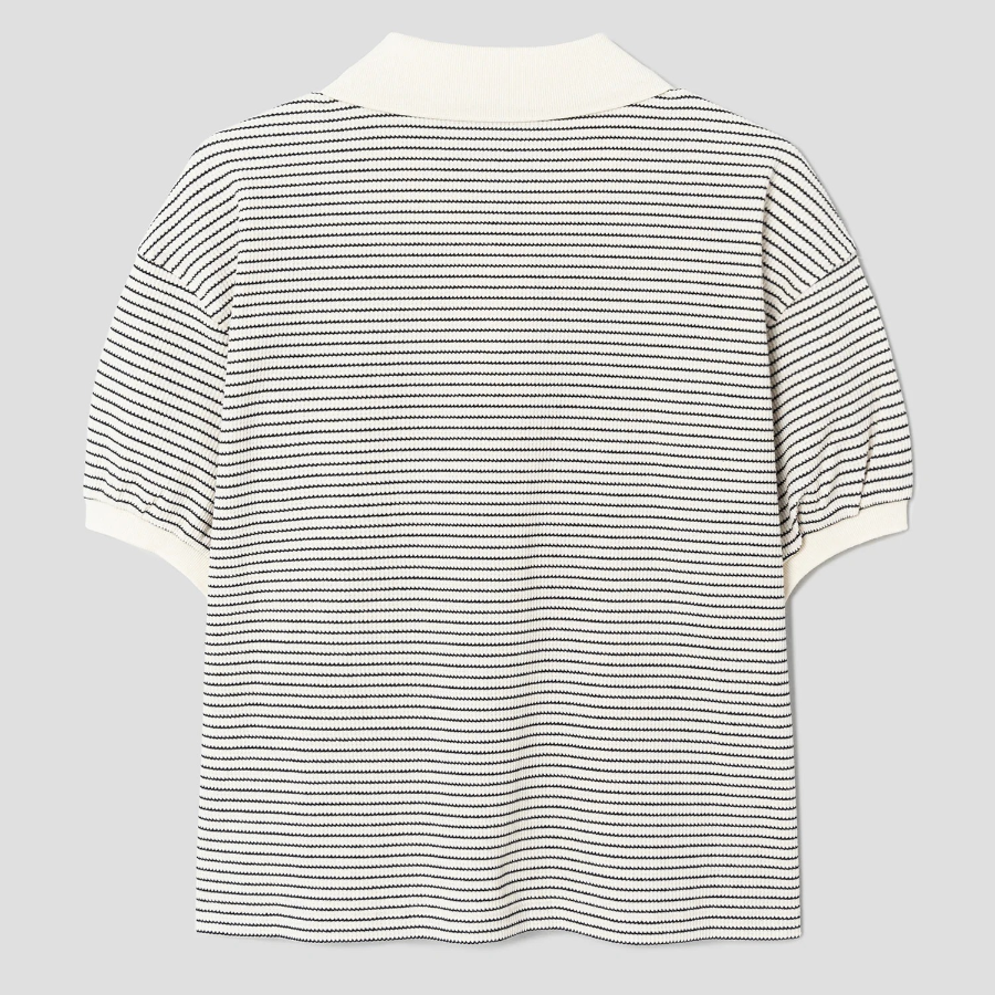 8 seconds Striped Short Sleeve Sweatshirt — Beige