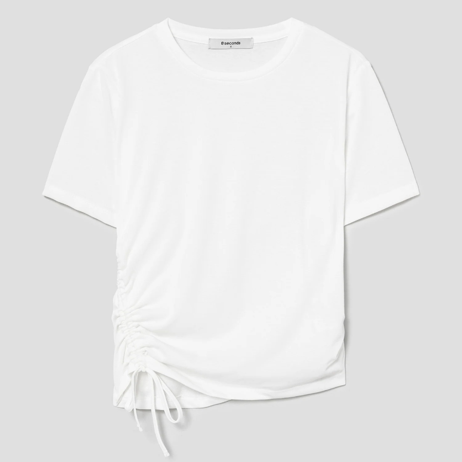 8 seconds Side String Short Sleeve T-shirt — White