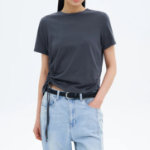 8 seconds Side String Short Sleeve T-shirt — Ash