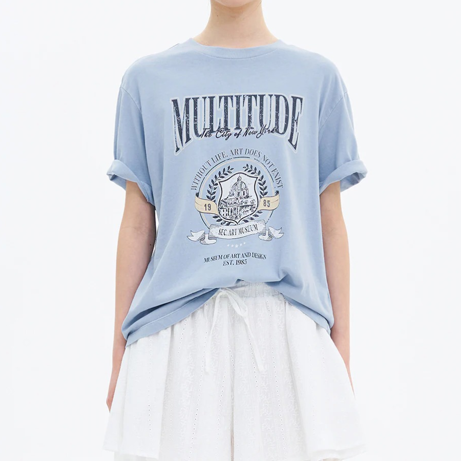 8 seconds Garment-Dyed Loose Fit T-shirt — Sky Blue