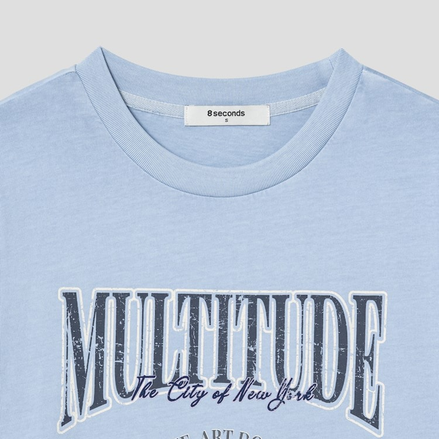 8 seconds Garment-Dyed Loose Fit T-shirt — Sky Blue