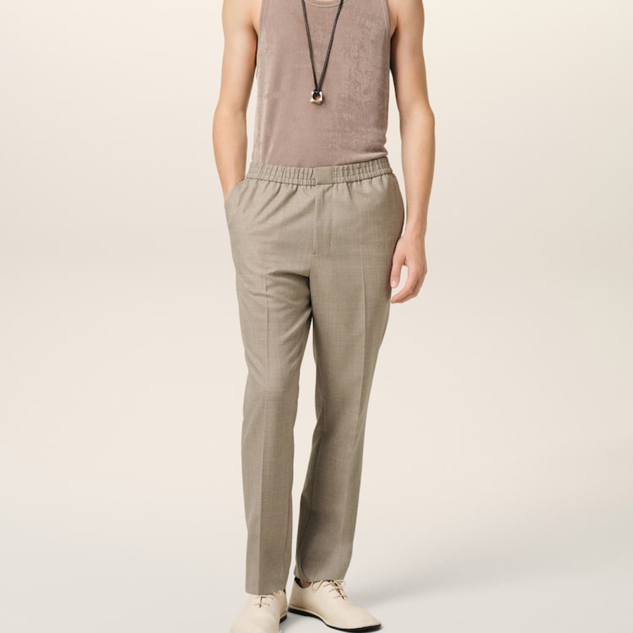 ami Elasticated Waist Pant – Beige