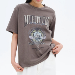 8 seconds Garment-Dyed Loose Fit T-shirt — Brown