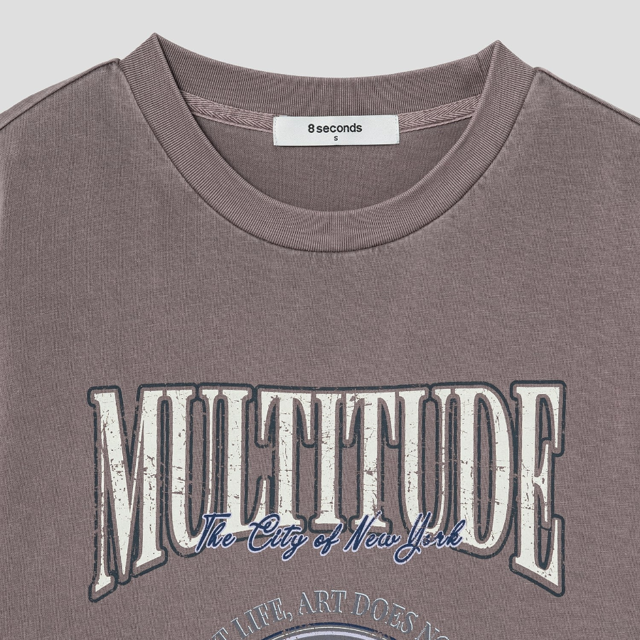 8 seconds Garment-Dyed Loose Fit T-shirt — Brown