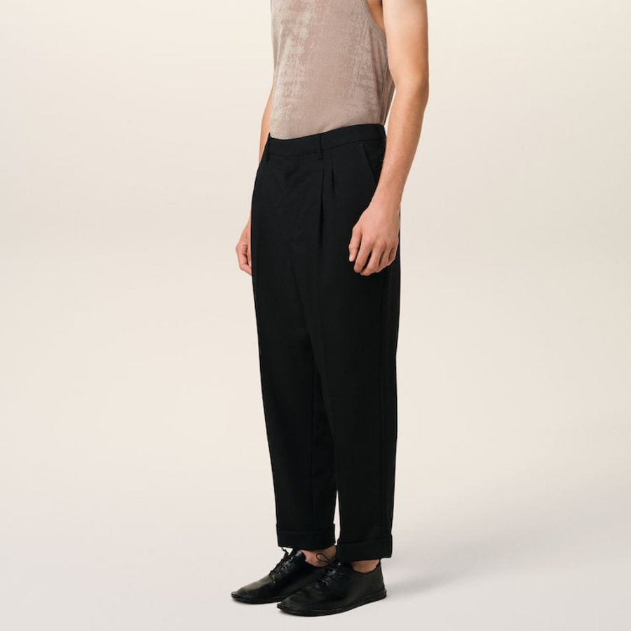 ami Carrot Fit Trousers – Wool Gabardine Black