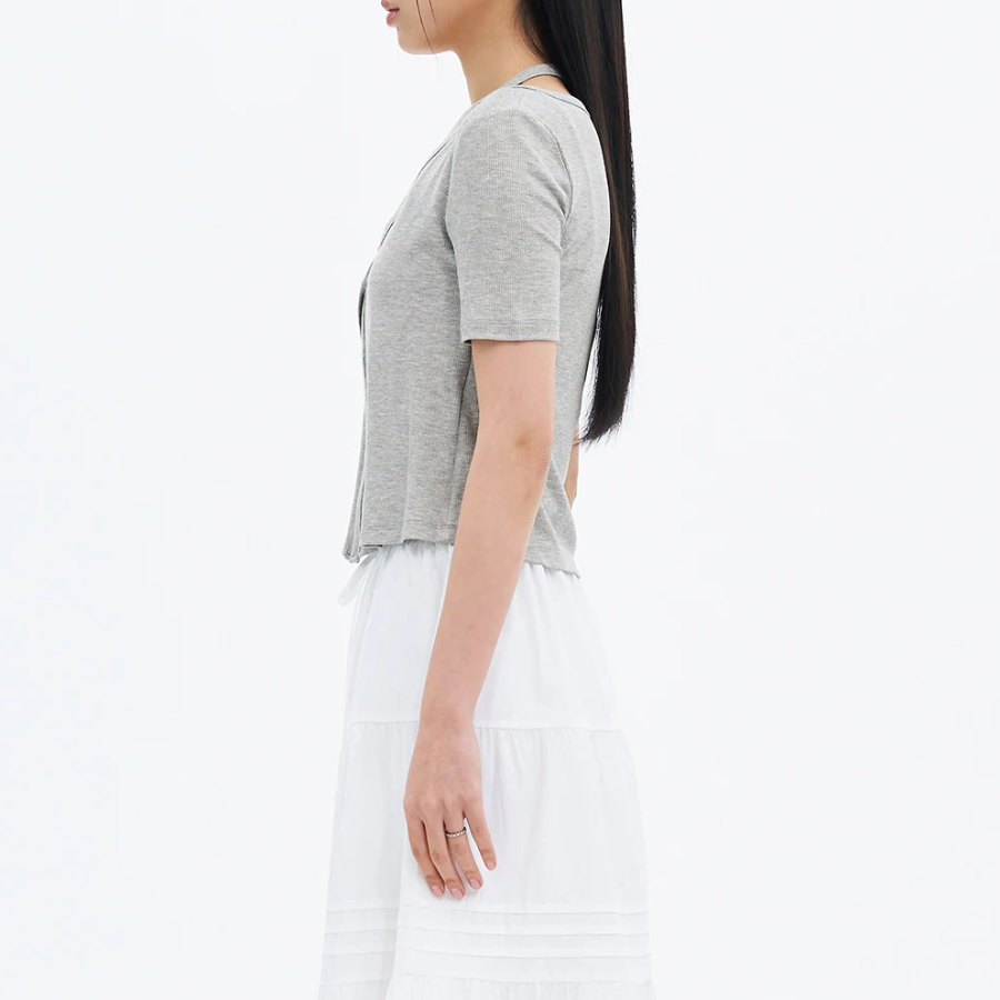 8 seconds Layered Jersey Cardigan — Grey