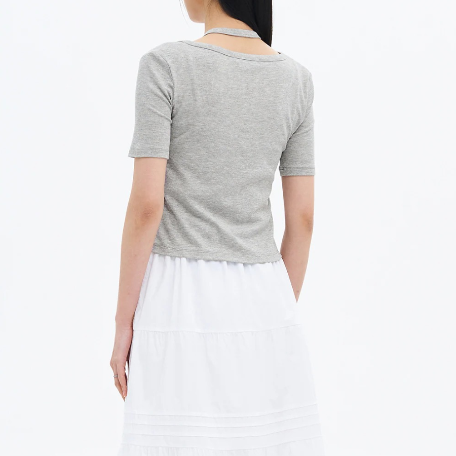 8 seconds Layered Jersey Cardigan — Grey