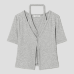 8 seconds Layered Jersey Cardigan — Grey