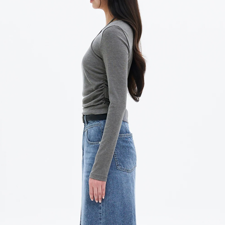 8 seconds Layered Halter Jersey Top — Grey