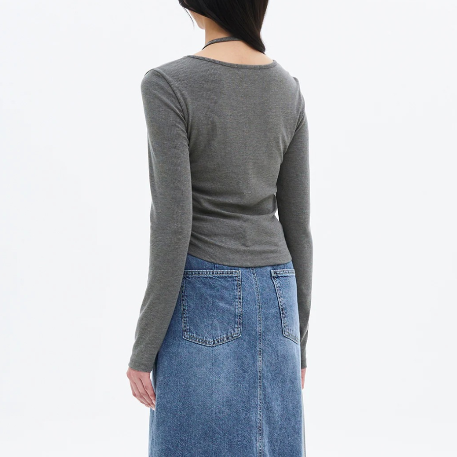 8 seconds Layered Halter Jersey Top — Grey