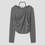 8 seconds Layered Halter Jersey Top — Grey