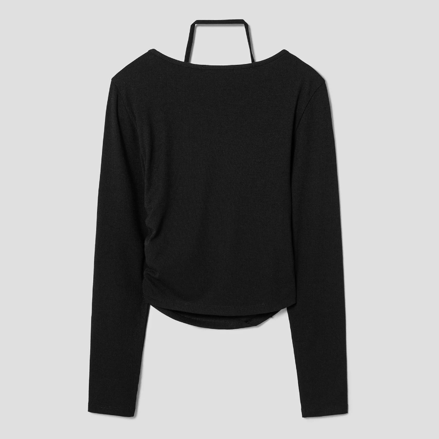 8 seconds Layered Halter Jersey Top — Black