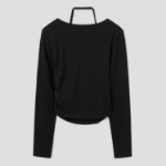 8 seconds Layered Halter Jersey Top — Black