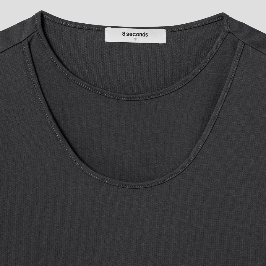 8 seconds Front Layered Short Sleeve T-shirt — Ash