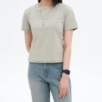 8 seconds Front Layered Short Sleeve T-shirt — Khaki