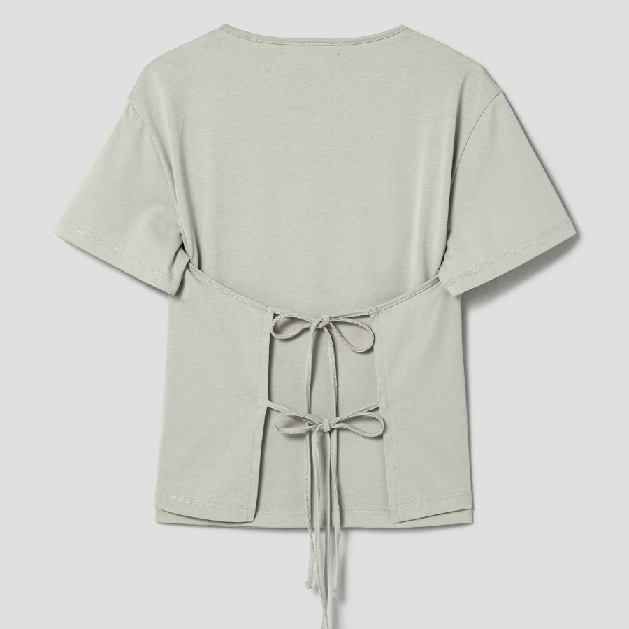 8 seconds Front Layered Short Sleeve T-shirt — Khaki